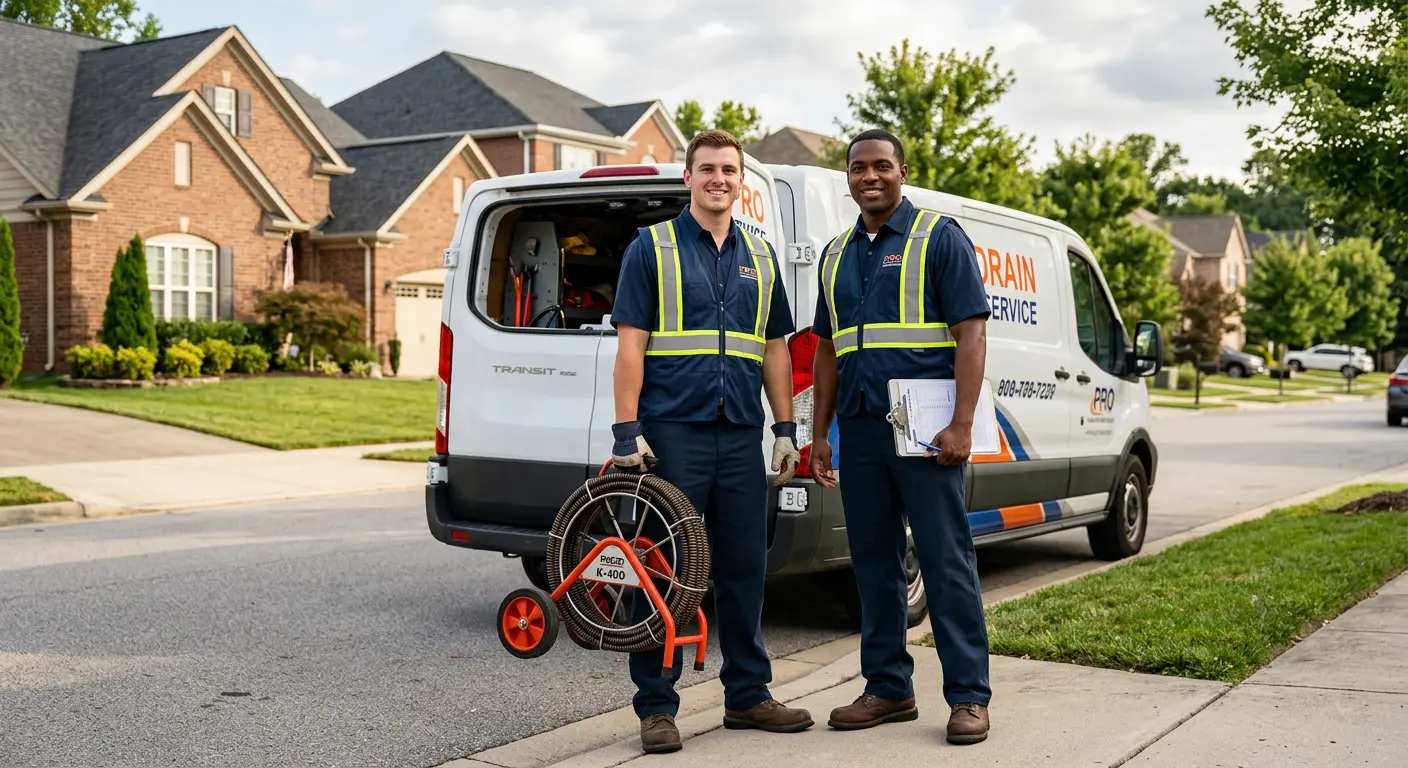 Sewer and drain service team with equipment ready for work in Grand Terrace